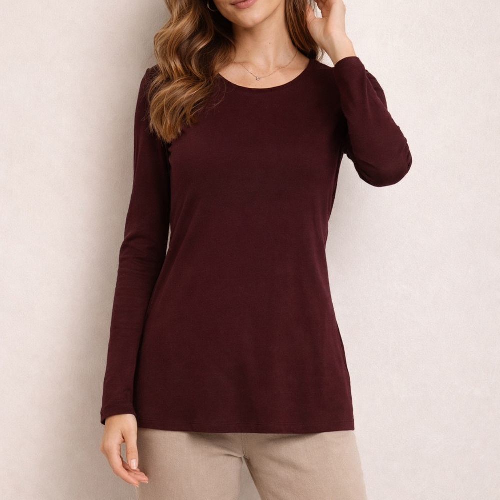 Chic burgundy Long Sleeve Top, size L
